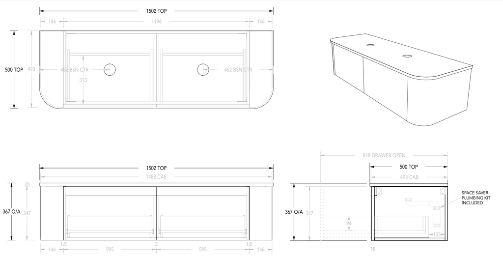 ADP Waverley Wall Hung Vanity with Caesarstone