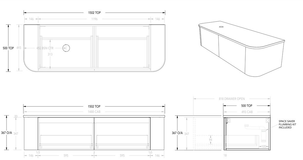 ADP Waverley Wall Hung Vanity with Caesarstone