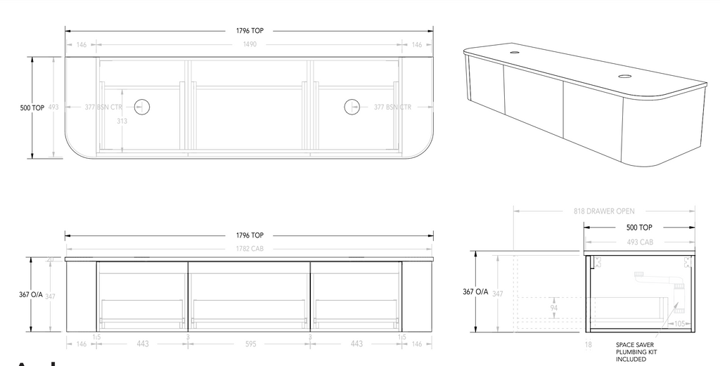 ADP Waverley Wall Hung Vanity with Caesarstone