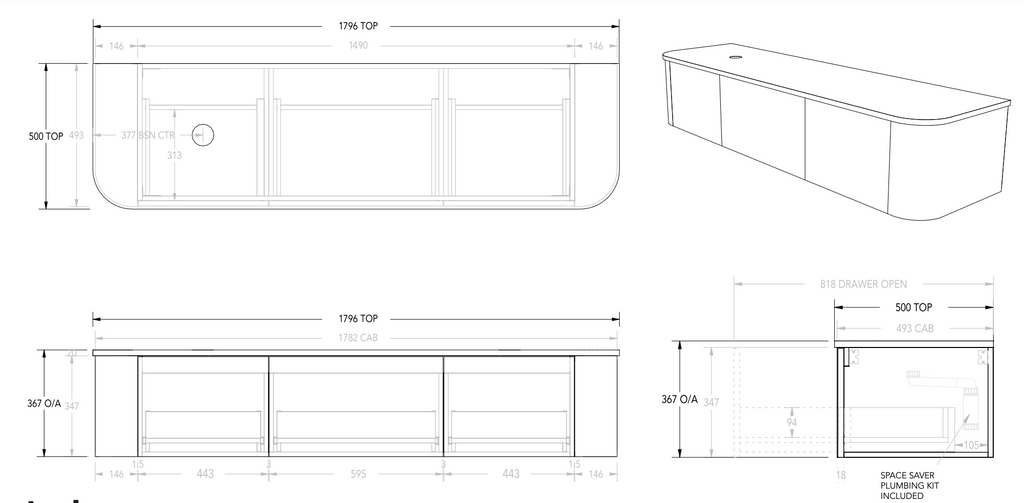 ADP Waverley Wall Hung Vanity with Caesarstone