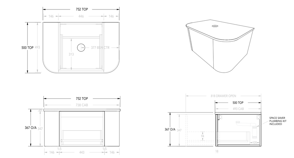 ADP Waverley Wall Hung Vanity with Caesarstone