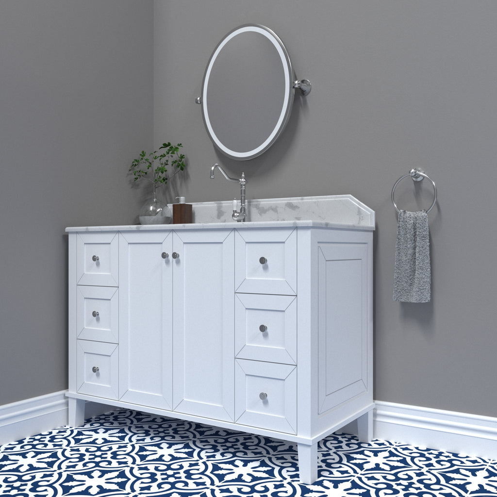 Turner Hastings Coventry 120x55 Single Bowl White Vanity with Marble Top - 1 Taphole