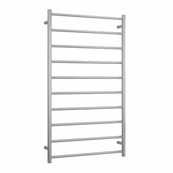 Thermogroup 10 Bar Straight Round Ladder Heated Towel Rail - Brushed Stainless Steel - Wellsons