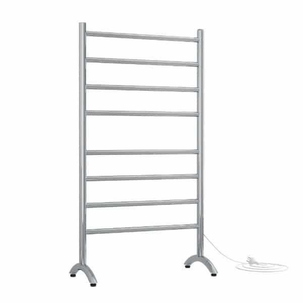 Thermogroup 8 Bar Straight Round Freestanding Heated Towel Rail - Stainless Steel - Wellsons