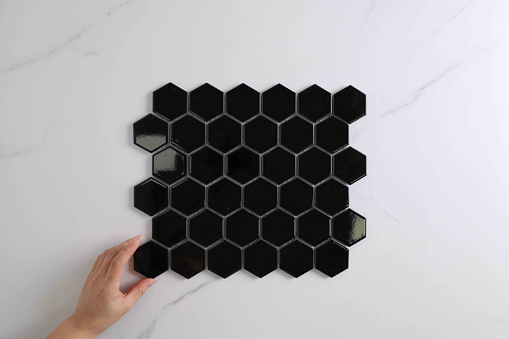 Astra Gloss Black Hexagon Tile