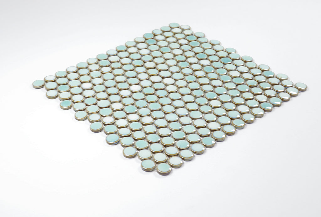 Bindi Green Mint Gloss Penny Round Mosaic Tile