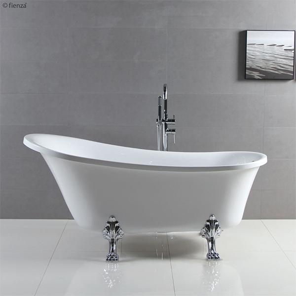Fienza Claw Foot Acrylic Bath with Chrome Feet - Gloss White - Wellsons