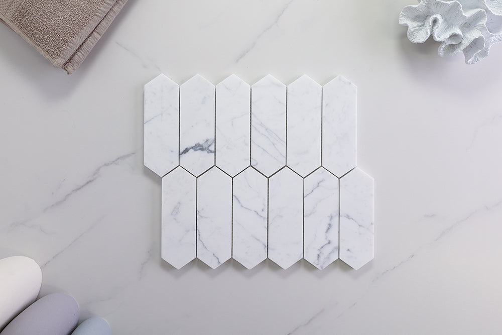 Deca White Honed Long Hexagon Tile
