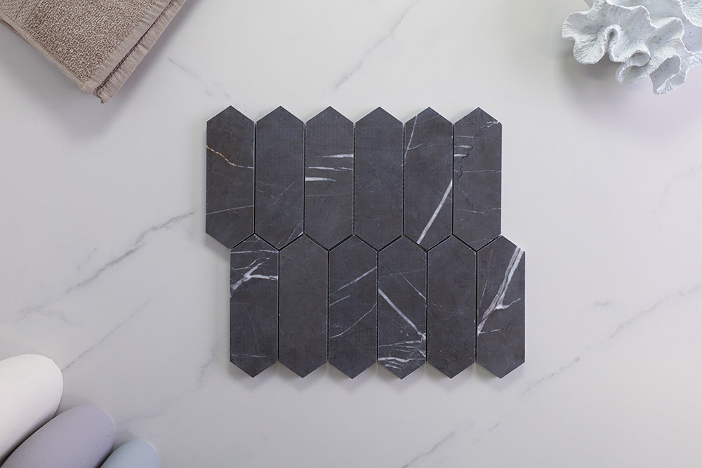 Deca Dark Grey Honed Long Hexagon Tile