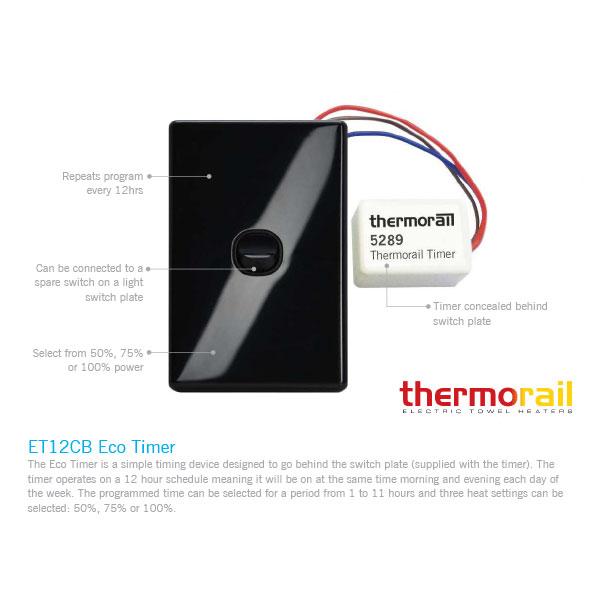Thermogroup Eco Timer with Switch Plate - Black - Wellsons
