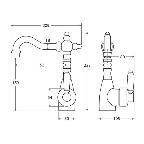 Fienza Eleanor Shepherds Crook Basin Mixer - Brushed Nickel - Wellsons