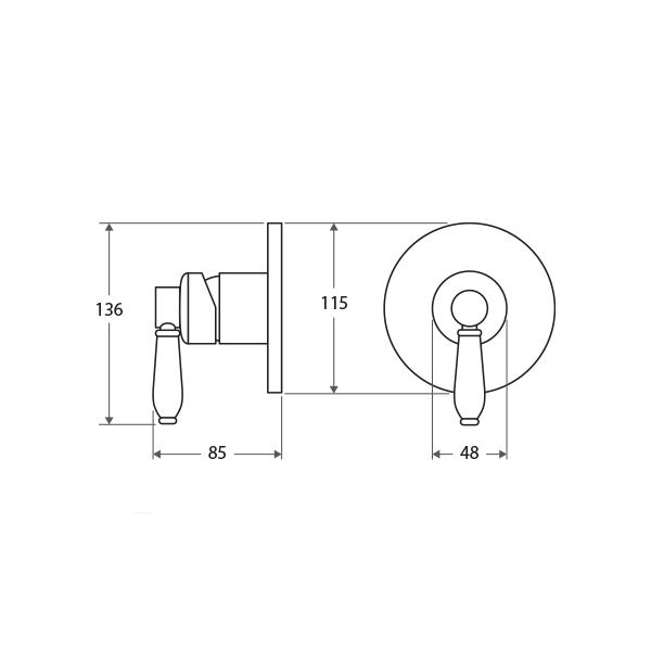 Fienza Eleanor Wall Mixer - Matte Black - Wellsons