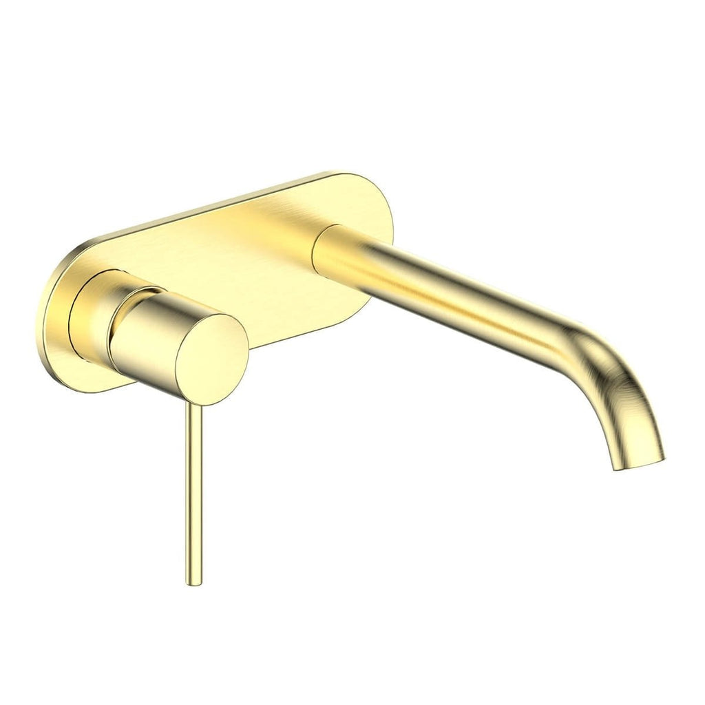 Greens Gisele Wall Basin Mixer w/ Faceplate - Brushed Brass - Wellsons