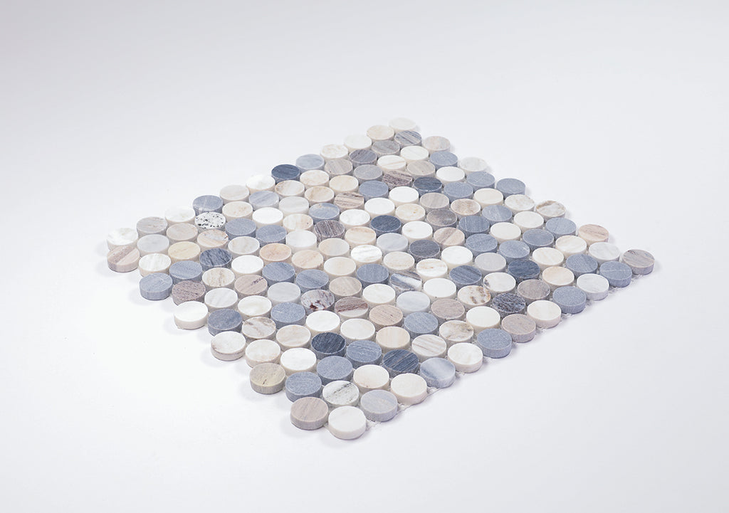 Infinity Blue Stone Penny Round Mosaic