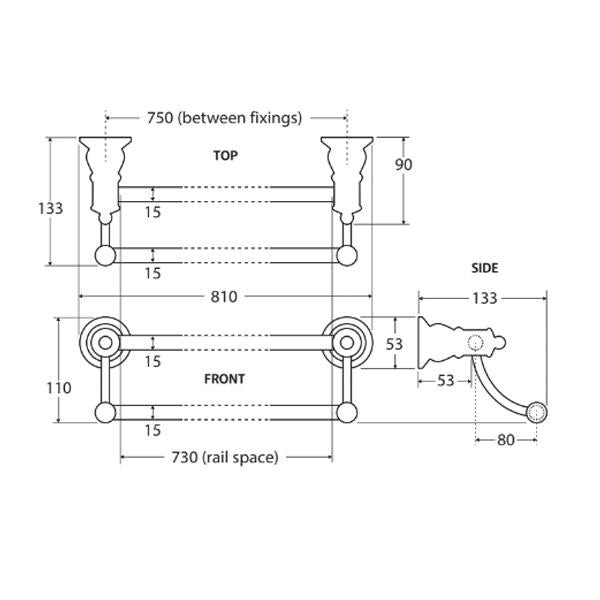 Fienza Lillian Double Towel Rail - Matte Black - Wellsons