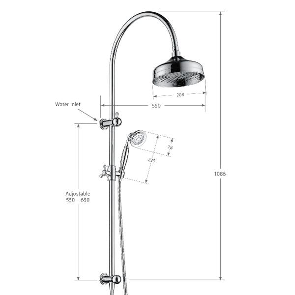 Fienza Lillian Multifunction Rail Shower - Brushed Nickel - Wellsons