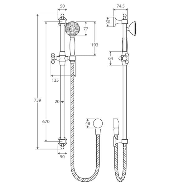 Fienza Lillian Rail Shower - Chrome - Wellsons
