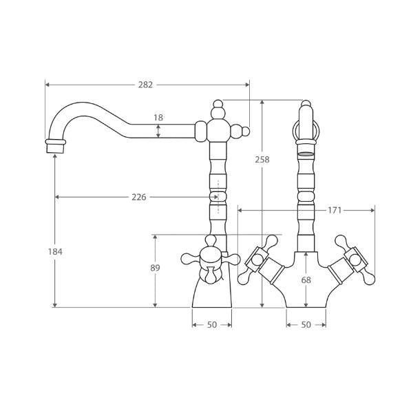 Fienza Lillian Shepherds Crook Sink Mixer - Chrome - Wellsons