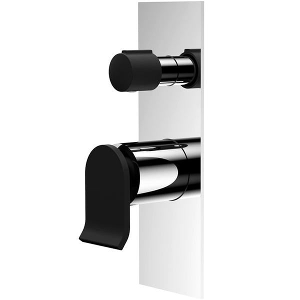 Fienza Lincoln Wall Shower Mixer with Diverter - Matte Black / Chrome   - Wellsons