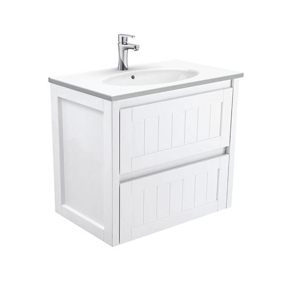 Fienza Rotondo Hampton Wall Hung Vanity 750mm - 1200mm - Satin White - Wellsons