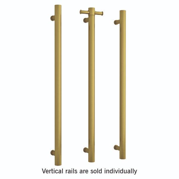 Thermogroup Straight Round Vertical Single Heated Towel Rail - Brushed Gold - Wellsons
