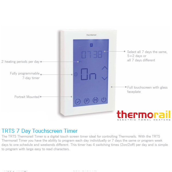 Thermogroup TRTS Touch Screen 7 Day Timer - White - Wellsons