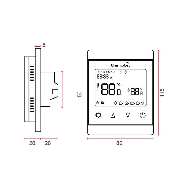 Thermogroup Thermotouch 7.6iG Glass Programmable Thermostat - Wellsons
