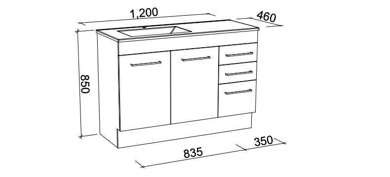 Timberline Indiana Floor Vanity with Alpha Ceramic Top
