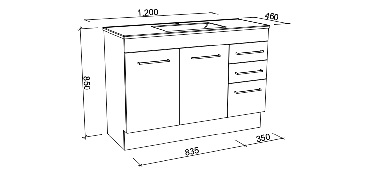 Timberline Indiana Floor Vanity with Alpha Ceramic Top