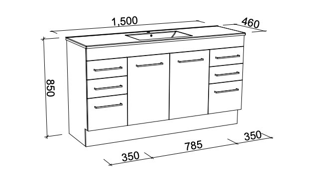 Timberline Indiana Floor Vanity with Alpha Ceramic Top