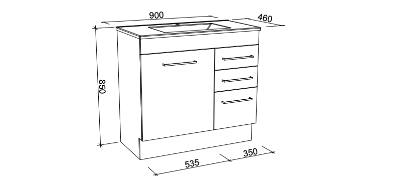 Timberline Indiana Floor Vanity with Alpha Ceramic Top