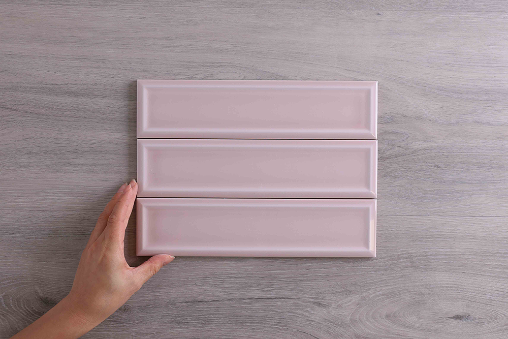 Tribeca Pink Gloss Bevelled Subway Tile