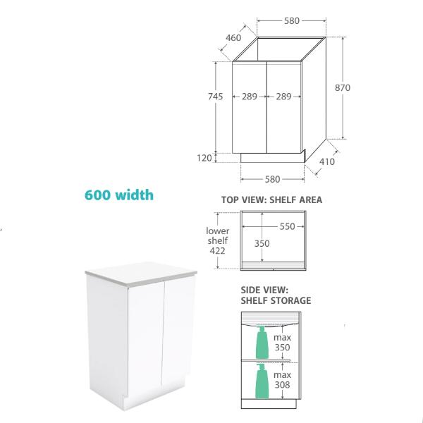 Fienza Vanessa Fingerpull Kickboard Vanity 600mm - 1500mm - Gloss White - Wellsons