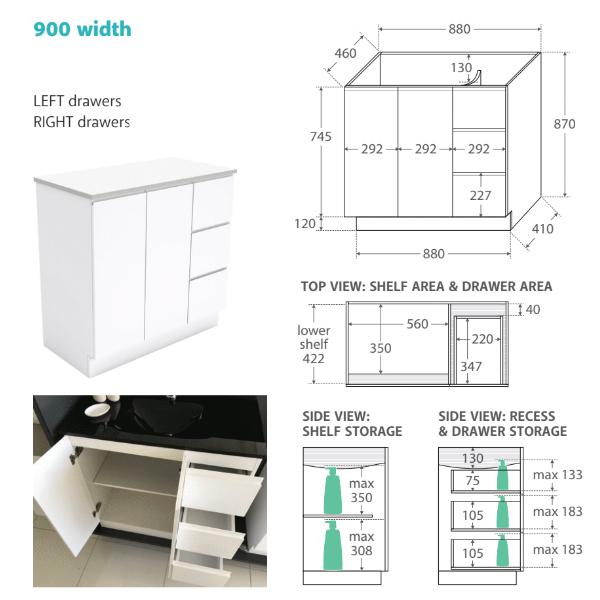 Fienza Vanessa Fingerpull Kickboard Vanity 600mm - 1500mm - Gloss White - Wellsons