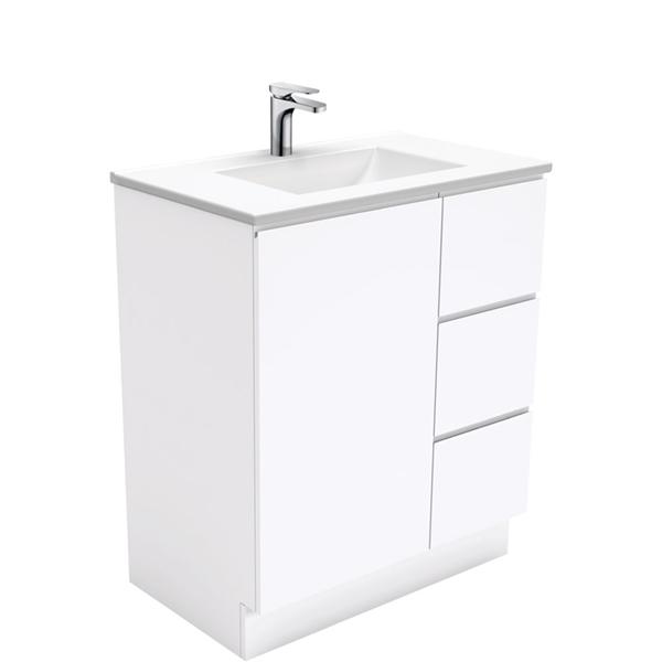 Fienza Vanessa Fingerpull Kickboard Vanity 600mm - 1500mm - Gloss White - Wellsons