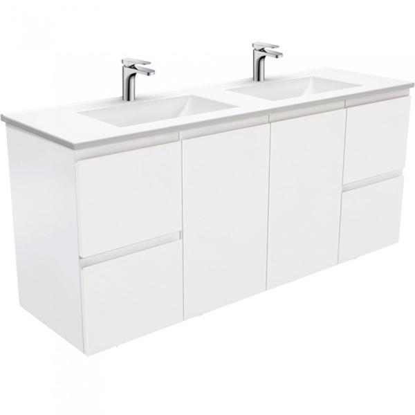 Fienza Vanessa Fingerpull Wall Hung Vanity 600mm - 1500mm - Gloss White - Wellsons