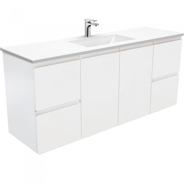 Fienza Vanessa Fingerpull Wall Hung Vanity 600mm - 1500mm - Gloss White - Wellsons