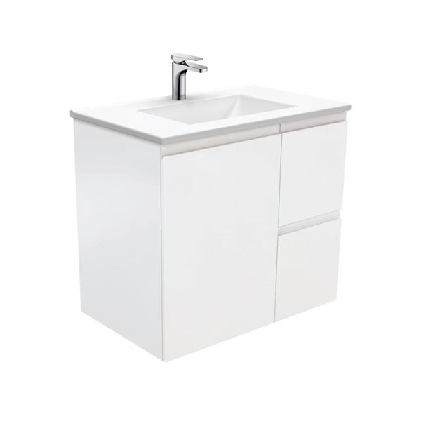 Fienza Vanessa Fingerpull Wall Hung Vanity 600mm - 1500mm - Gloss White - Wellsons