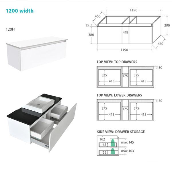 Fienza Vanessa Manu Wall Hung Vanity 750mm - 1200mm - White - Wellsons
