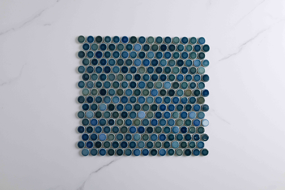 Bindi Aqua Gloss Penny Round Mosaic Tile