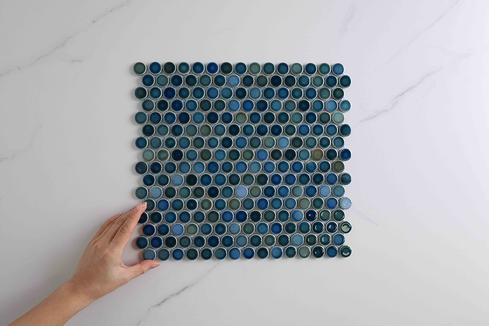 Bindi Aqua Gloss Penny Round Mosaic Tile