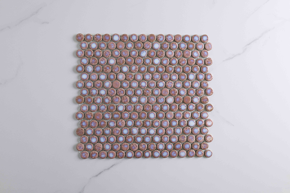 Bindi Coral Gloss Penny Round Mosaic Tile