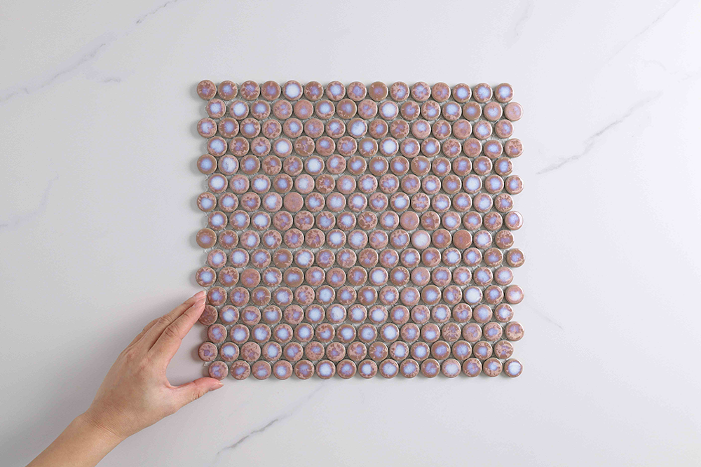 Bindi Coral Gloss Penny Round Mosaic Tile