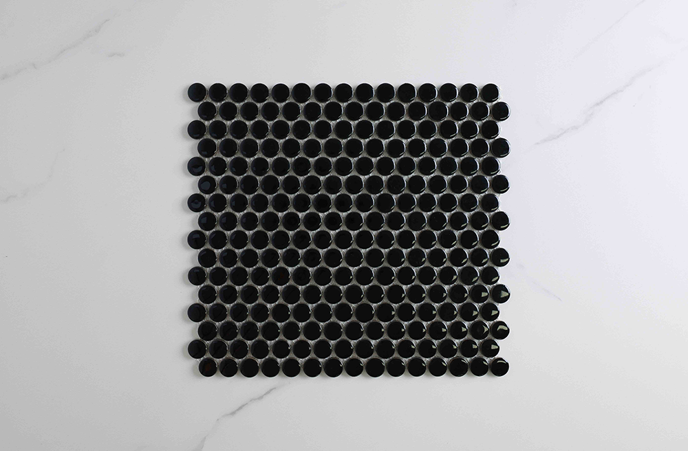 Bindi Black Gloss Penny Round Mosaic Tile