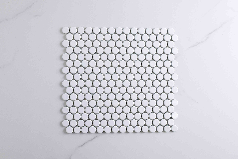 Bindi White Gloss Penny Round Mosaic Tile