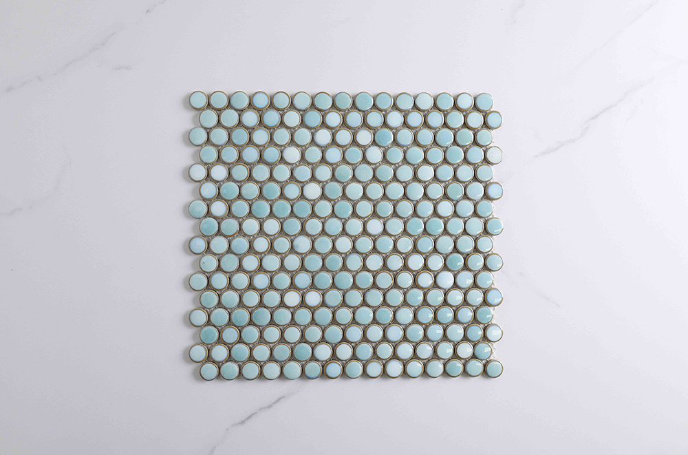 Bindi Green Mint Gloss Penny Round Mosaic Tile