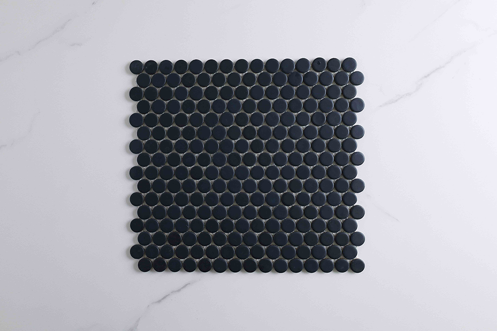 Bindi Black Matt Penny Round Mosaic Tile