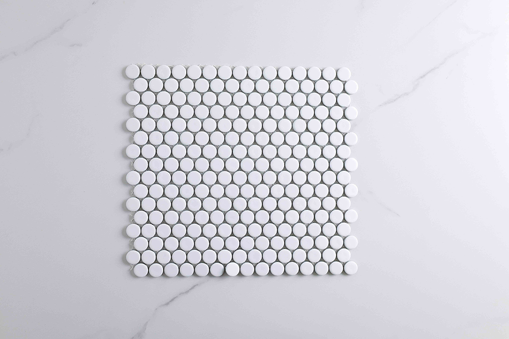 Bindi White Matt Penny Round Mosaic Tile