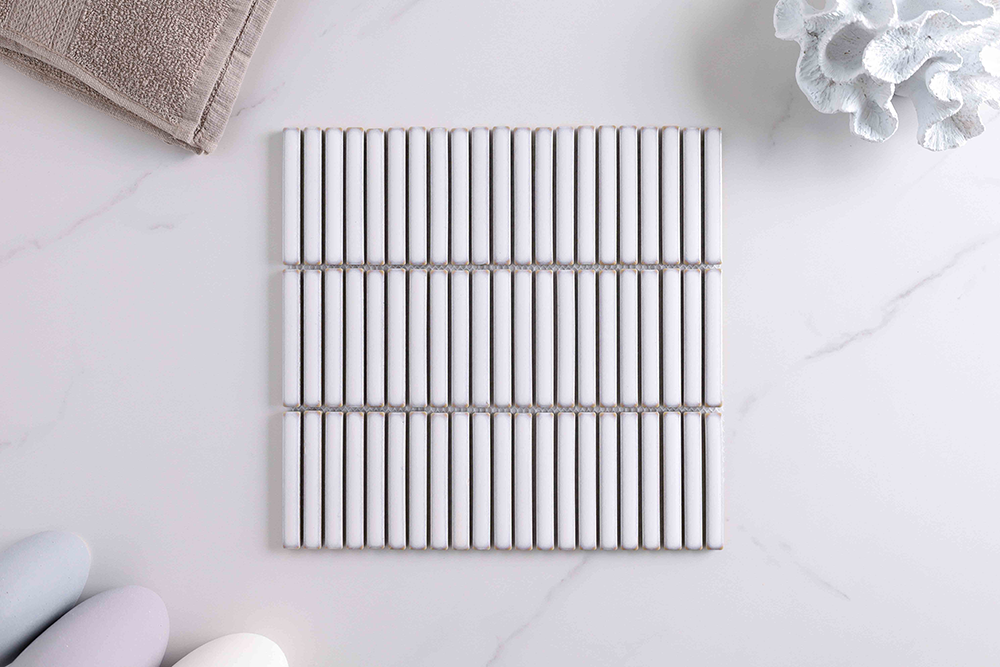 Byron Kit kat White Chalk Mosaic Tile