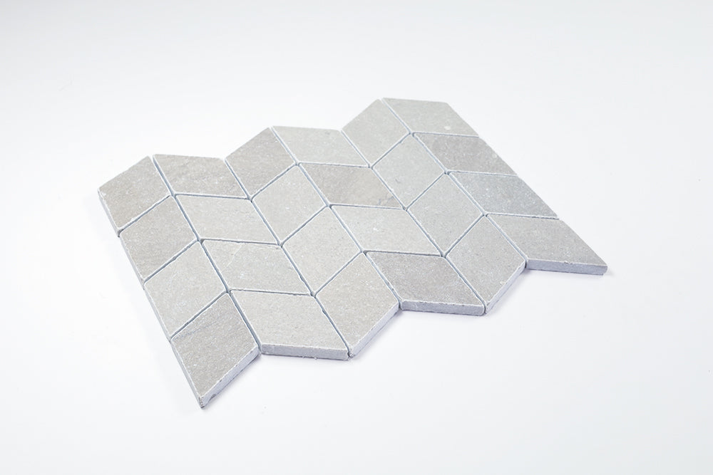 Deca Light Grey Honed Chevron Tile